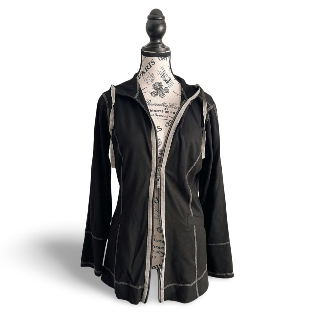 Spanner Black Hooded Sweater Double Front Zip